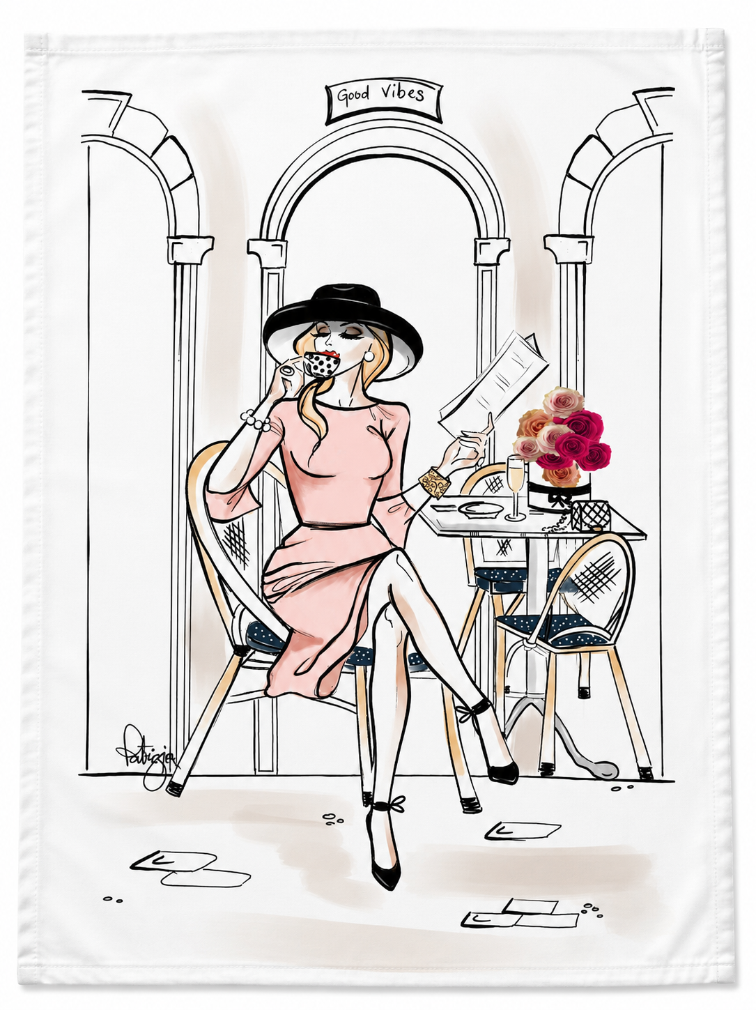 Tea Towel - Coffee & Croissants