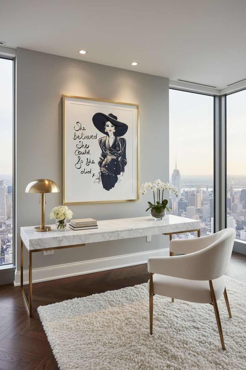 She Believed She Could Art Print in Penthouse Study