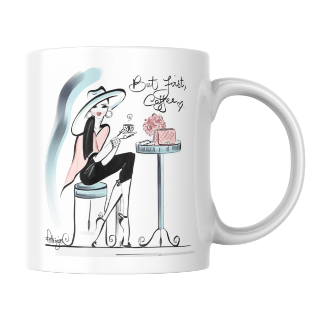 Ceramic Mug - But First Coffee - Blu