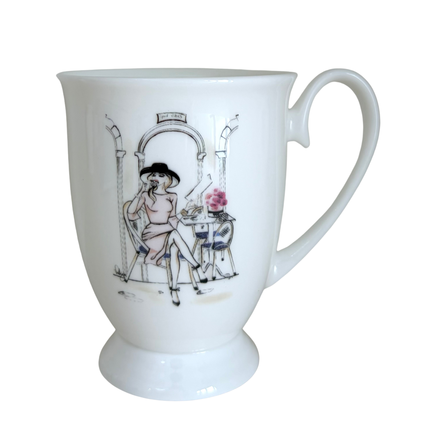 Porcelain Mug - Coffee & Croissants