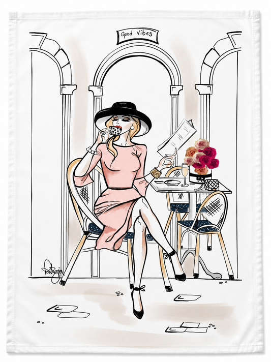 Glam Tea Towel - Coffee & Croissants