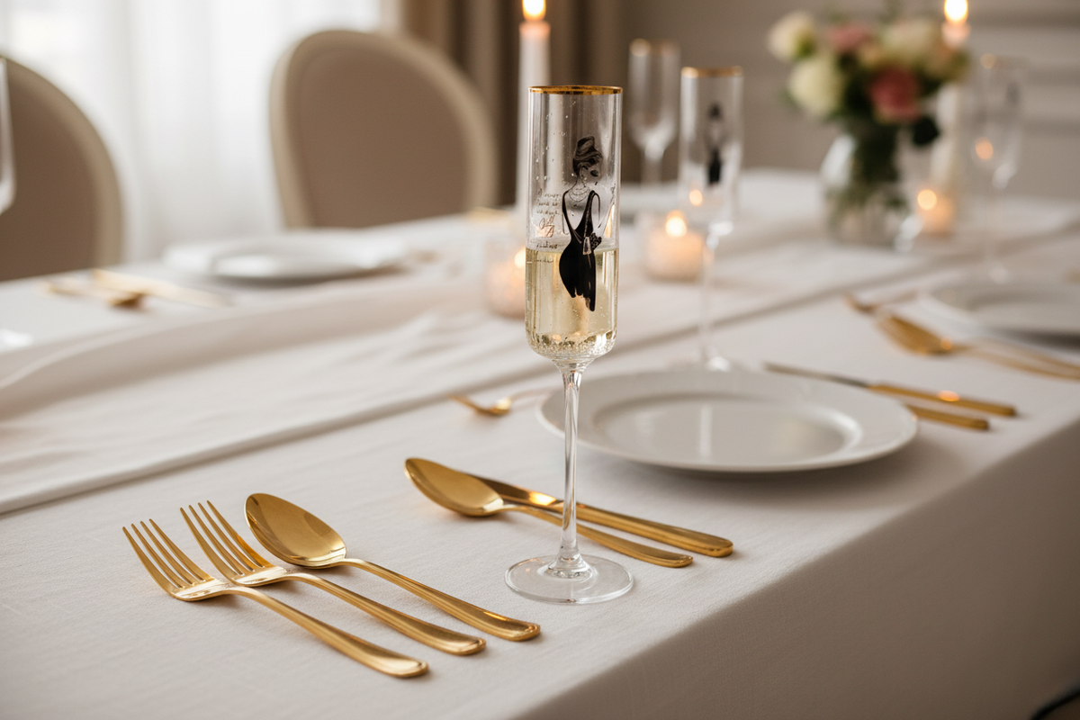 Glass Champagne Flute - A Woman