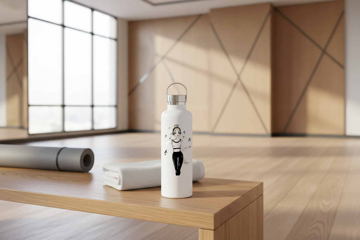 Can't Stop the Music bottle in modern oak gym