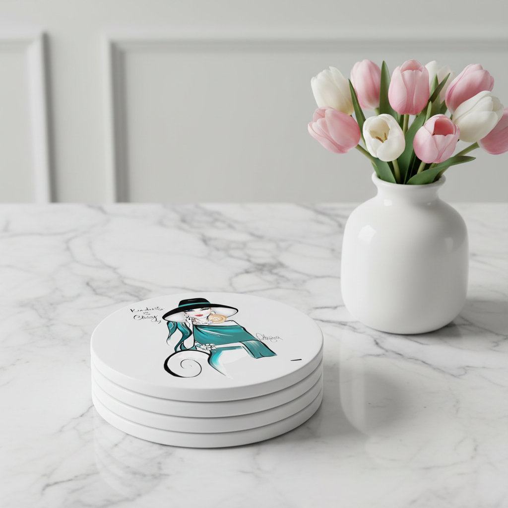 Kindness is Classy Coasters Stacked Mockup