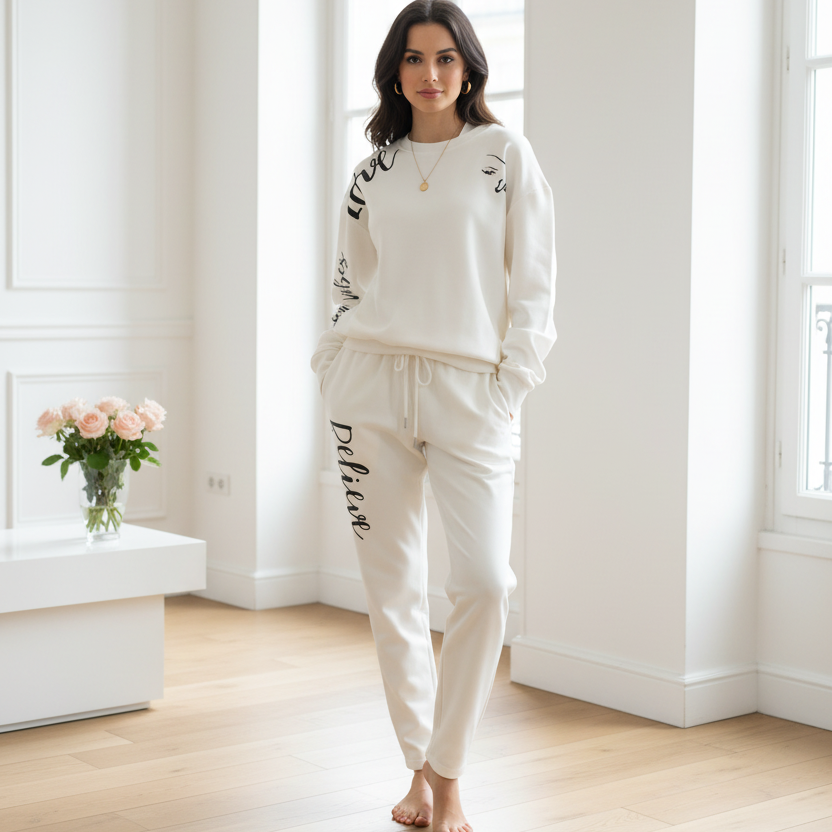 Love Good Vibes Imagine Sweatsuit Set - lifestyle fashion shot