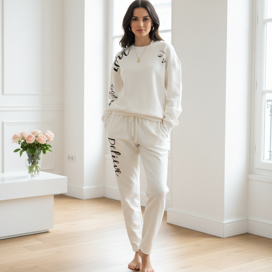 Love Good Vibes Imagine Sweatsuit Set - lifestyle fashion shot