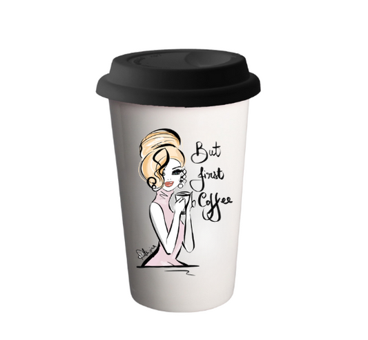 Glam Travel Mug - But First Coffee
