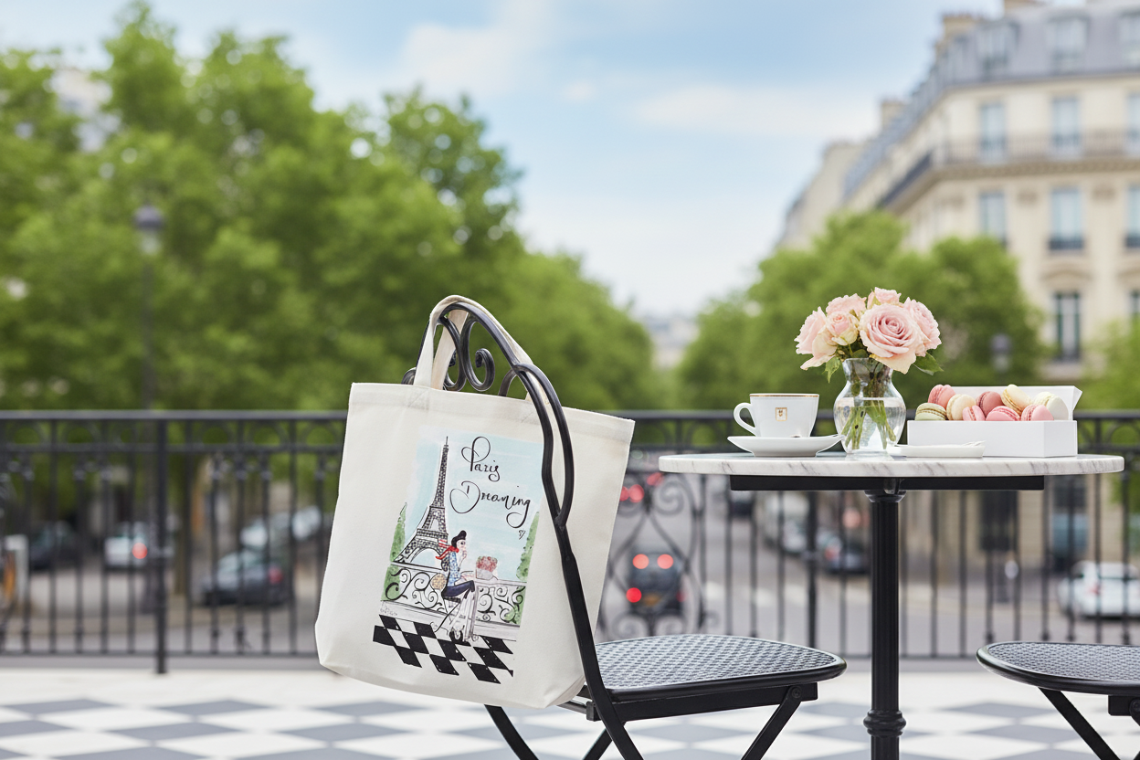 Paris Dreaming Tote - Parisian lifestyle shot