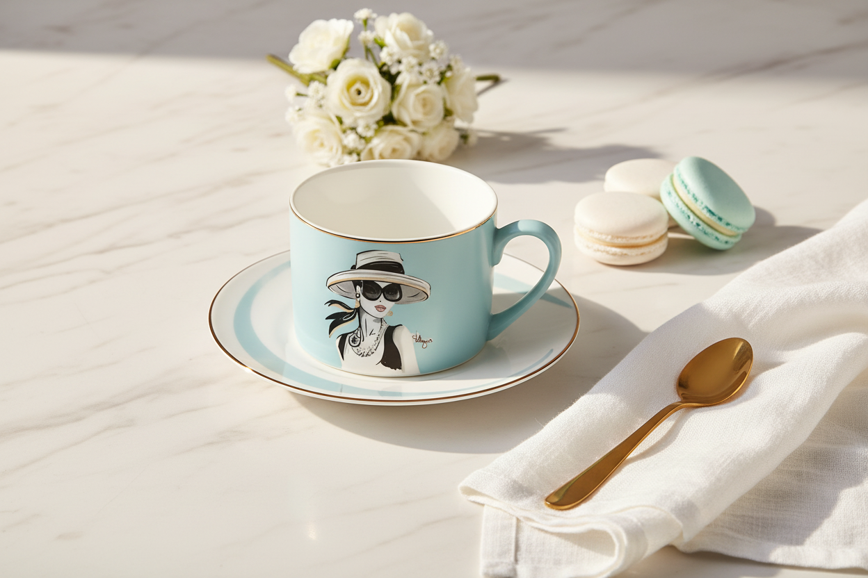 Patrizia Terranova - Blue Tea Cup & Saucer Lifestyle Shot