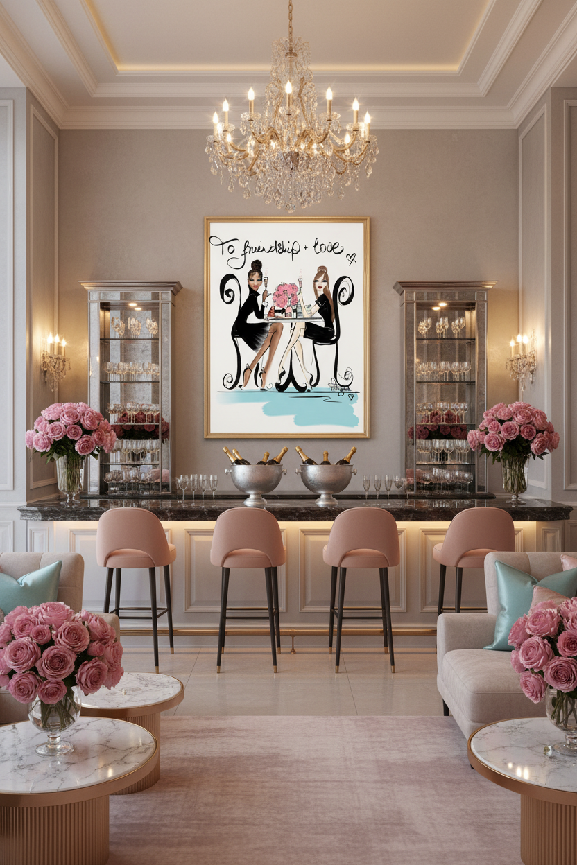 To Friendship and Love Art Print in Penthouse Bar